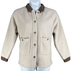 Madewell Womens L Corduroy Trimmed (Re)sourced Sherpa Terry Chore Coat Cozy